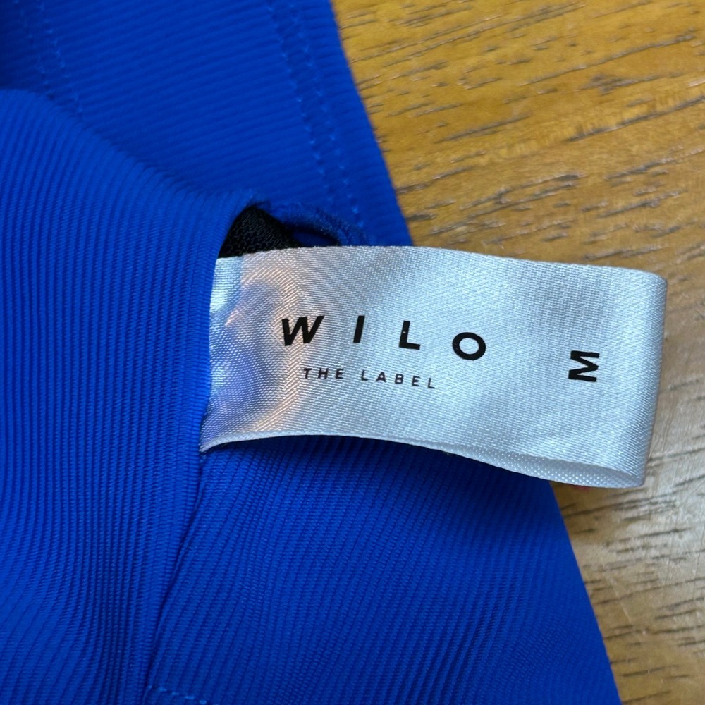Wilo The Label Womens Blue Ribbed High Neck Crop‎ Top Sporty Tank M longline - Picture 4 of 7